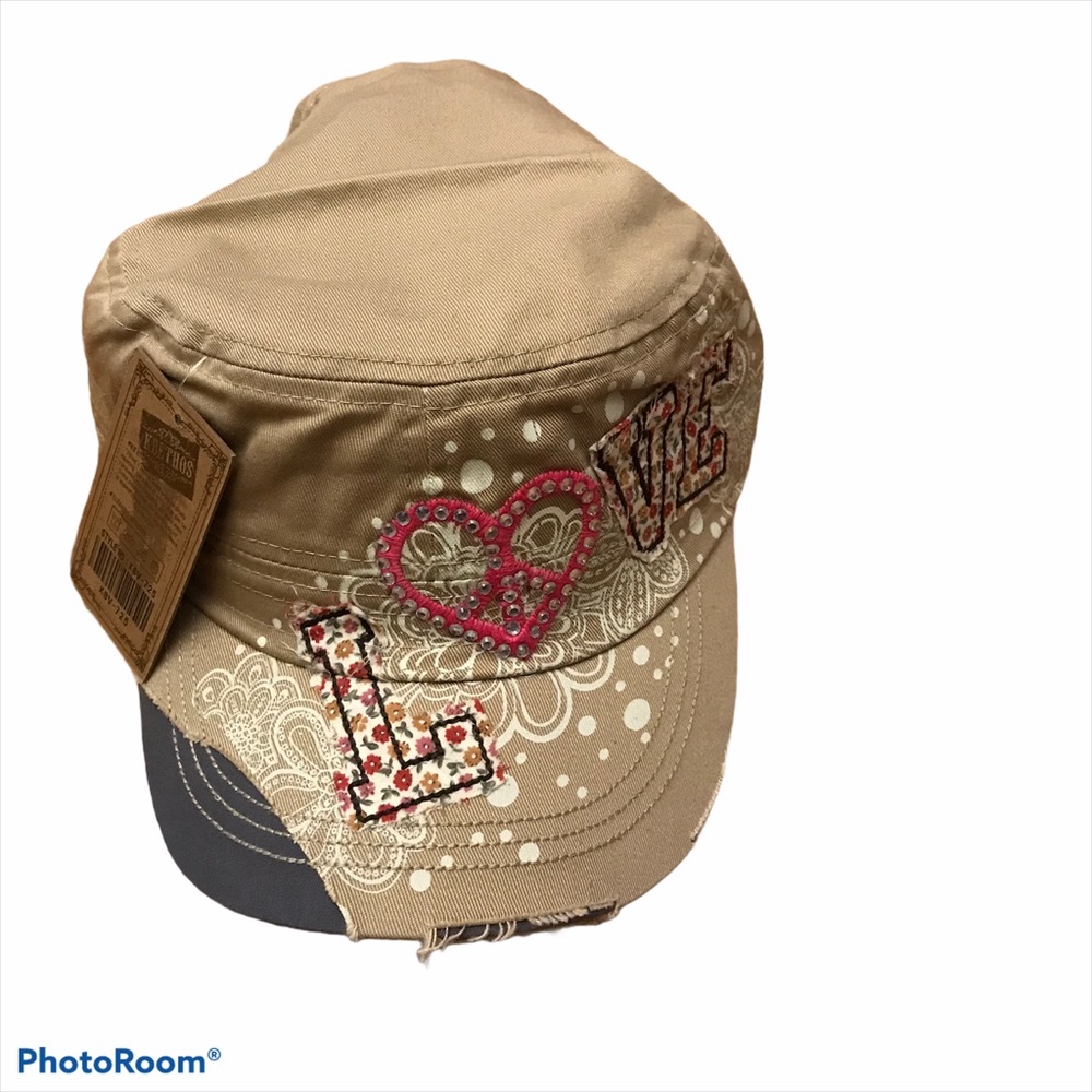 KBETHOS Cadet Cap rhinestone Vintage  Brown - Picture 6 of 6